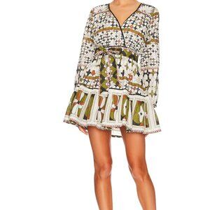 Cleobella Emory Belted Puff-Sleeve Mini Dress Small